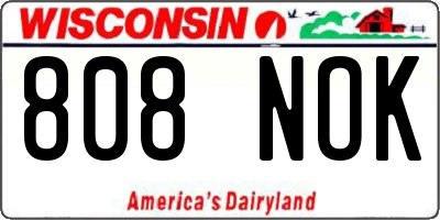 WI license plate 808NOK