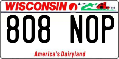WI license plate 808NOP