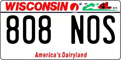 WI license plate 808NOS