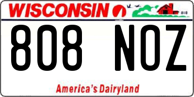 WI license plate 808NOZ