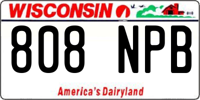 WI license plate 808NPB