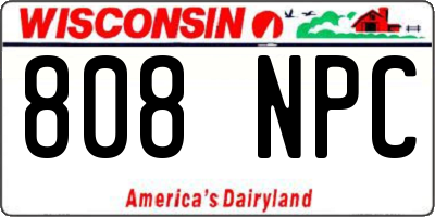 WI license plate 808NPC