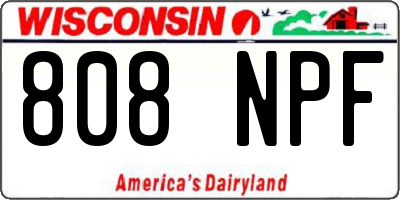 WI license plate 808NPF