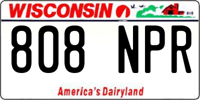 WI license plate 808NPR