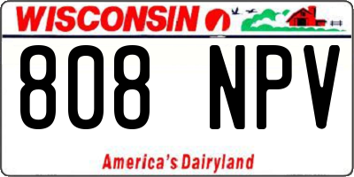 WI license plate 808NPV