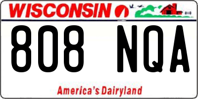 WI license plate 808NQA