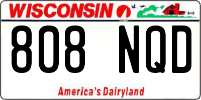 WI license plate 808NQD