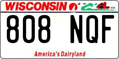 WI license plate 808NQF