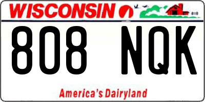 WI license plate 808NQK