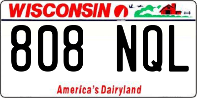 WI license plate 808NQL