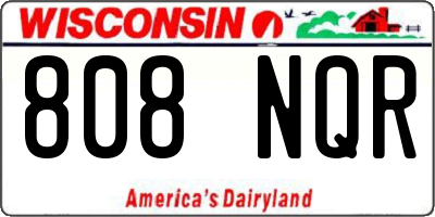 WI license plate 808NQR