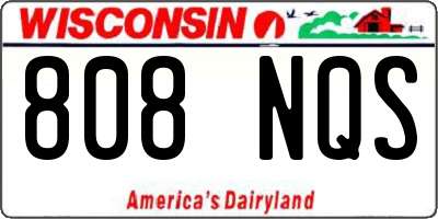 WI license plate 808NQS