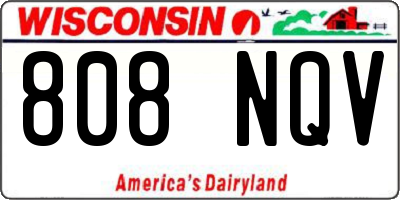 WI license plate 808NQV