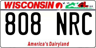 WI license plate 808NRC