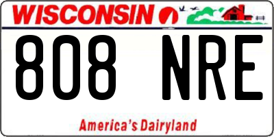 WI license plate 808NRE