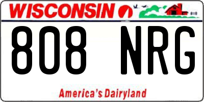 WI license plate 808NRG