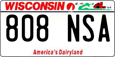 WI license plate 808NSA
