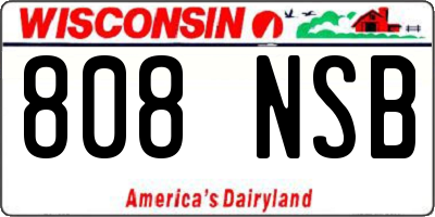 WI license plate 808NSB