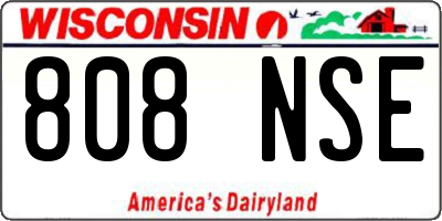 WI license plate 808NSE
