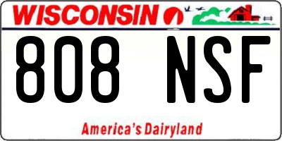 WI license plate 808NSF