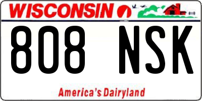 WI license plate 808NSK