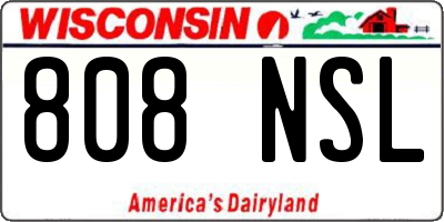 WI license plate 808NSL