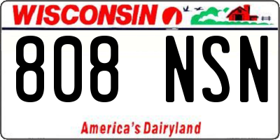 WI license plate 808NSN