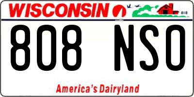 WI license plate 808NSO