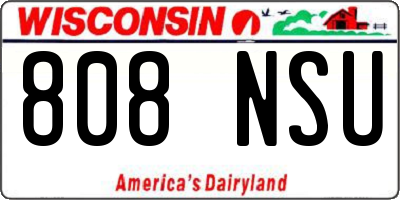 WI license plate 808NSU