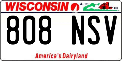 WI license plate 808NSV