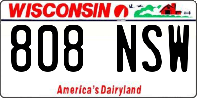 WI license plate 808NSW