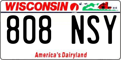 WI license plate 808NSY