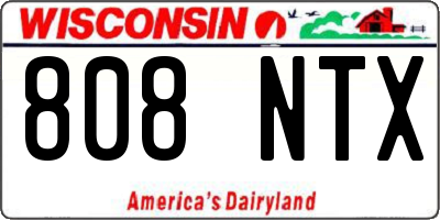 WI license plate 808NTX