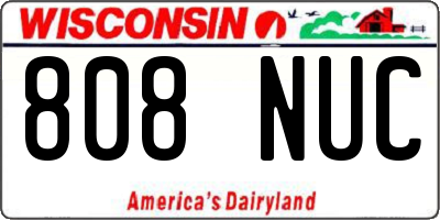 WI license plate 808NUC