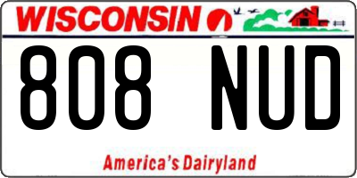 WI license plate 808NUD