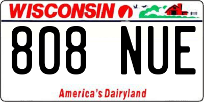 WI license plate 808NUE