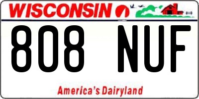 WI license plate 808NUF