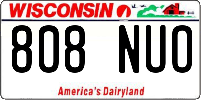 WI license plate 808NUO