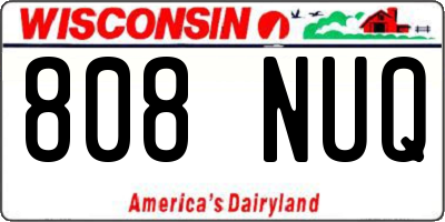 WI license plate 808NUQ