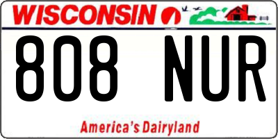 WI license plate 808NUR