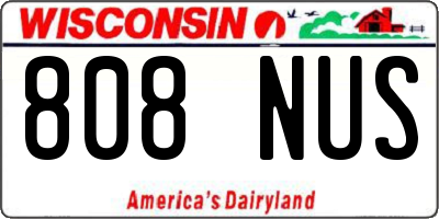 WI license plate 808NUS