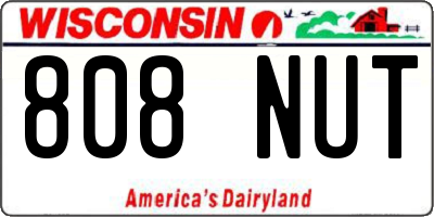 WI license plate 808NUT