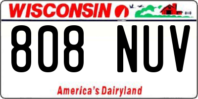 WI license plate 808NUV