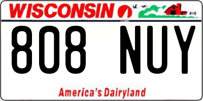 WI license plate 808NUY