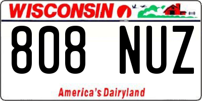 WI license plate 808NUZ