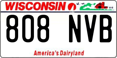 WI license plate 808NVB