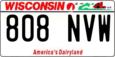 WI license plate 808NVW
