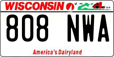 WI license plate 808NWA