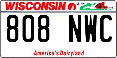 WI license plate 808NWC