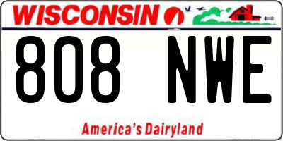 WI license plate 808NWE
